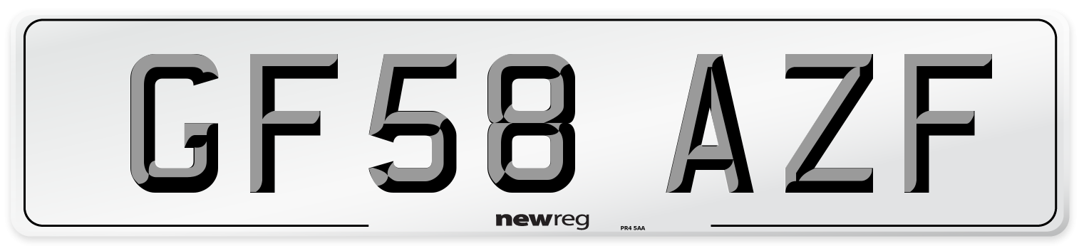 GF58 AZF Number Plate from New Reg